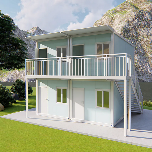 Двухэтажный сборный контейнерный дом с плоским корпусом по индивидуальному заказу