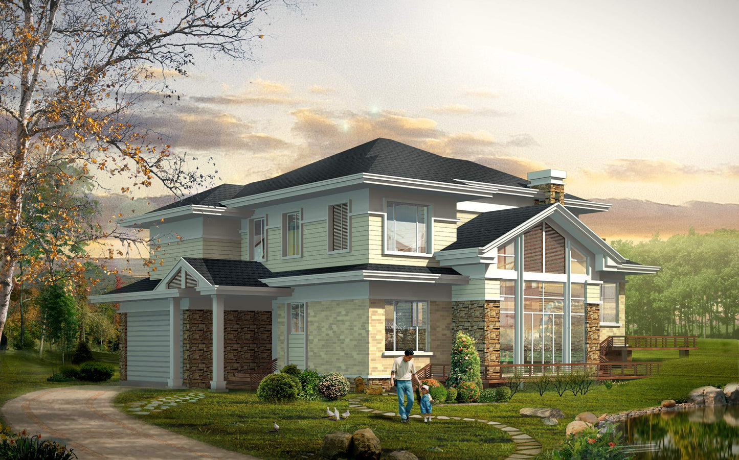 Casas modulares de estructura de acero ligera Villa de acero