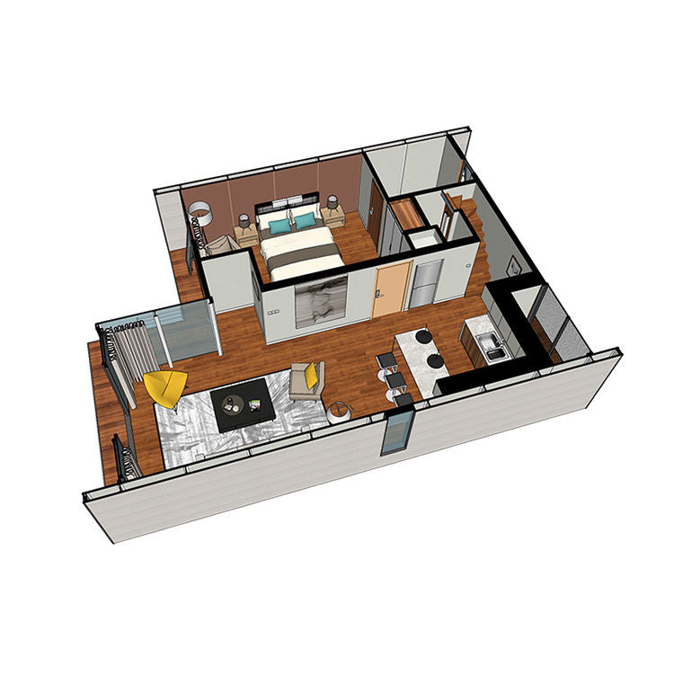 Casa prefabricada de dos pisos, villa de lujo prefabricada con estructura de acero ligera amueblada