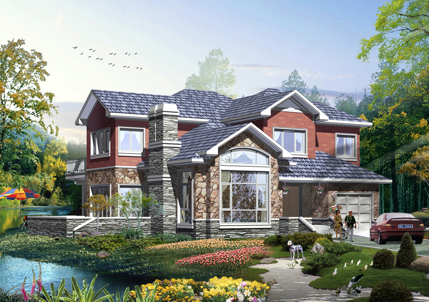 Casas modulares de estructura de acero ligera Villa de acero