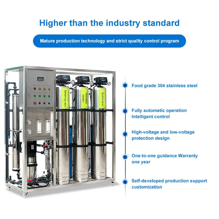 Automatización de agua, sistema de filtración por ósmosis, pequeña agua de mar industrial