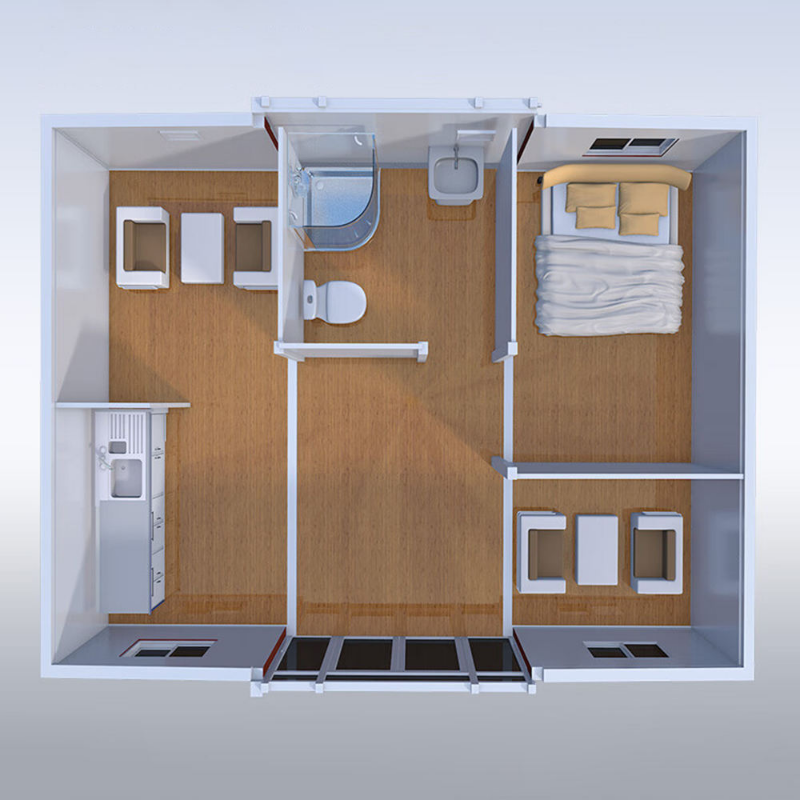 Las alas dobles plegables montan la casa extensible extensible prefabricada del envase del almacenamiento