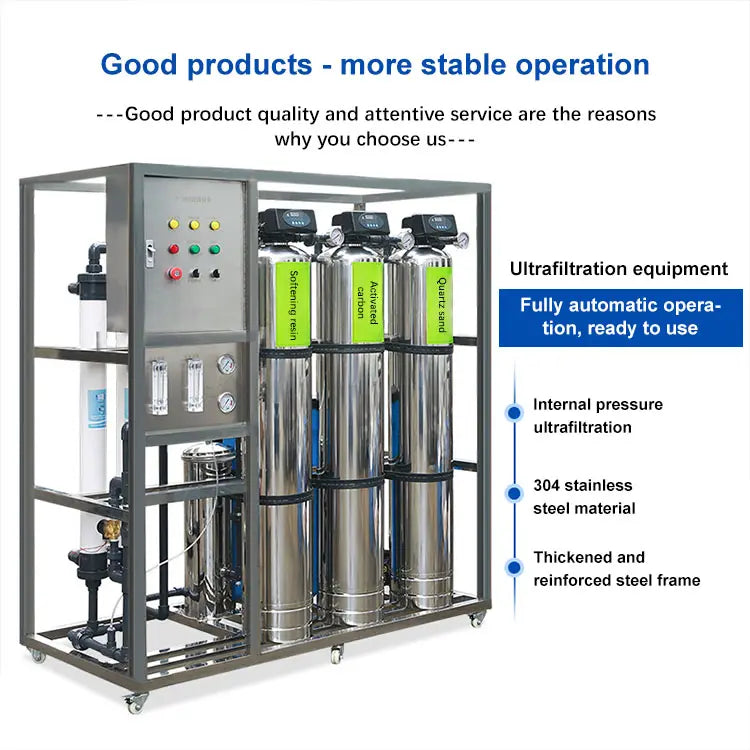 Automatización de agua, sistema de filtración por ósmosis, pequeña agua de mar industrial