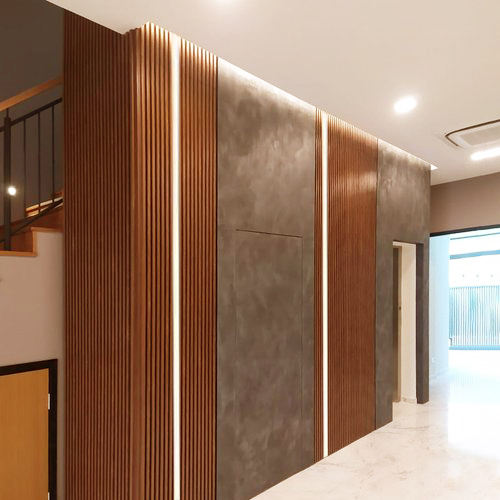 Дешевая цена, полая стеновая панель, внутренняя отделка, деревянные стеновые панели, дизайн внутреннего интерьера, ламинированная стеновая панель из WPC, рифленая стеновая панель