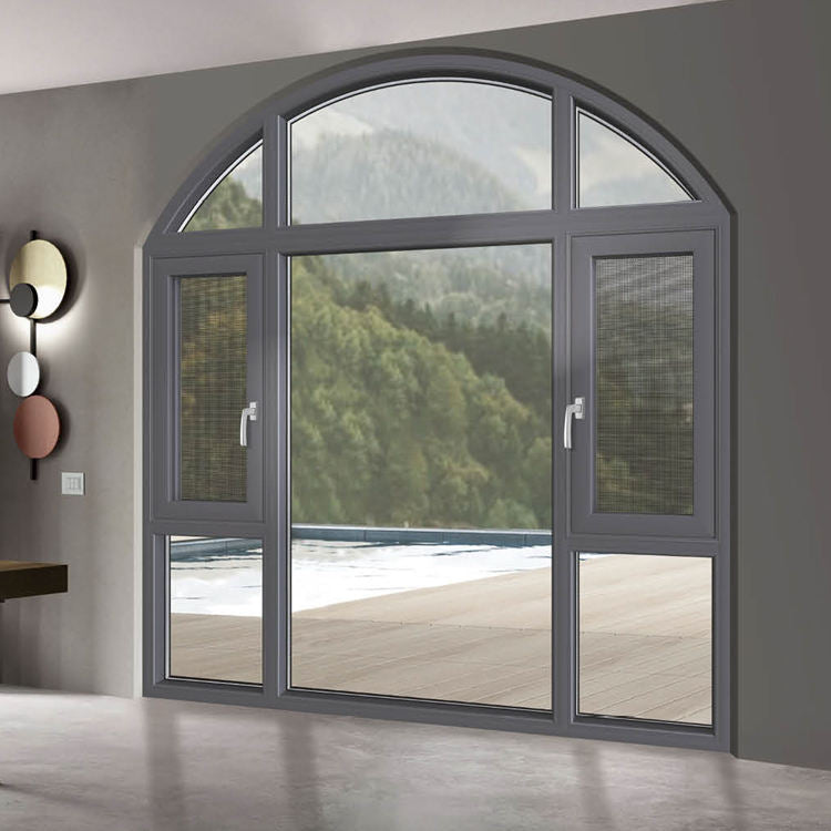 Окно с двойным остеклением, удар от урагана, открытые окна с алюминиевой рамой, окно с алюминиевой створкой