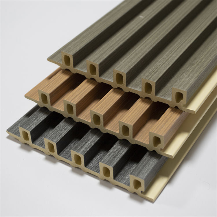 2022 Kaijie free sample fire-proof 3D grille fluted slat wall panel wood plastic composite wpc wall panel