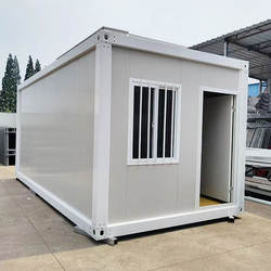 Container mobile homes for people with colourful steel structures and simple activity rooms