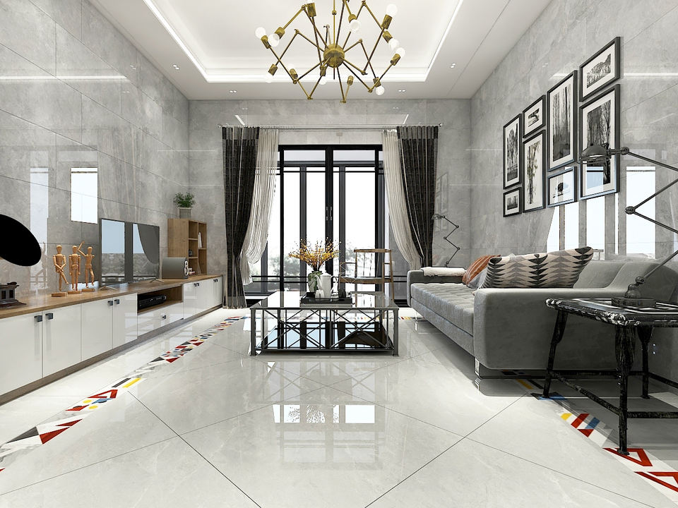 Bathroom porcelain Glazed Polished Floor Tiles and Marbles 80x80 grey waterproof ceramics tiles