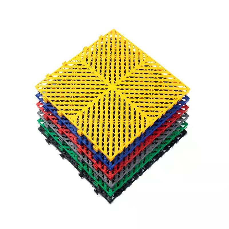 Modular rígido antideslizante drenaje de lavado de autos de plástico PP PVC entrelazado Baldosa de garaje para estacionamiento de automóviles Lavado de autos Pisos de garaje