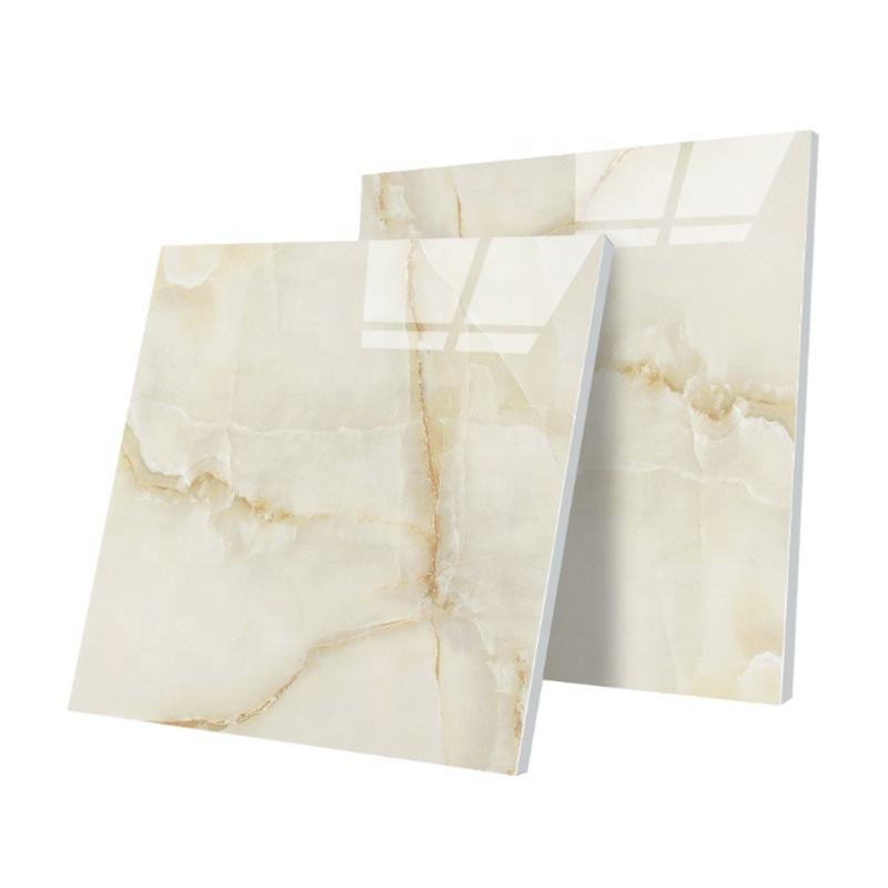 Azulejo de mármol del cuarto de baño del piso de cerámica de la pared del diseño de la porcelana pulida del precio moderno beige