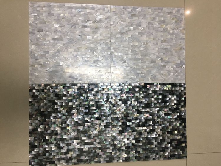 Mother Of Pearl Shell Iridescent Mosaics Black and White Interlocking Fresh Water Natural Shell Mosaic Tiling for Wall Design