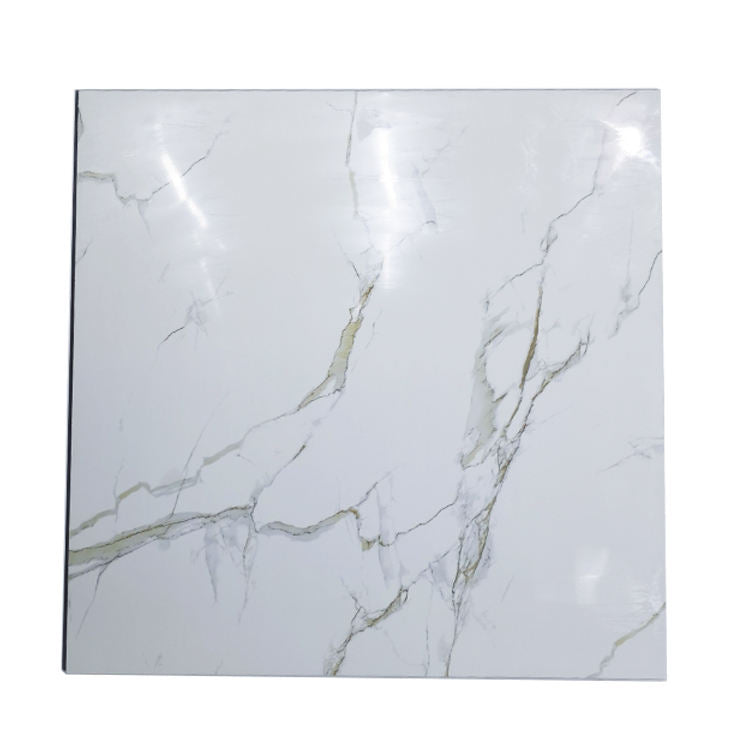 la pared esmaltada mármol blanca estupenda del piso del lustre 600x600 teja la teja pulida llena de la porcelana del piso