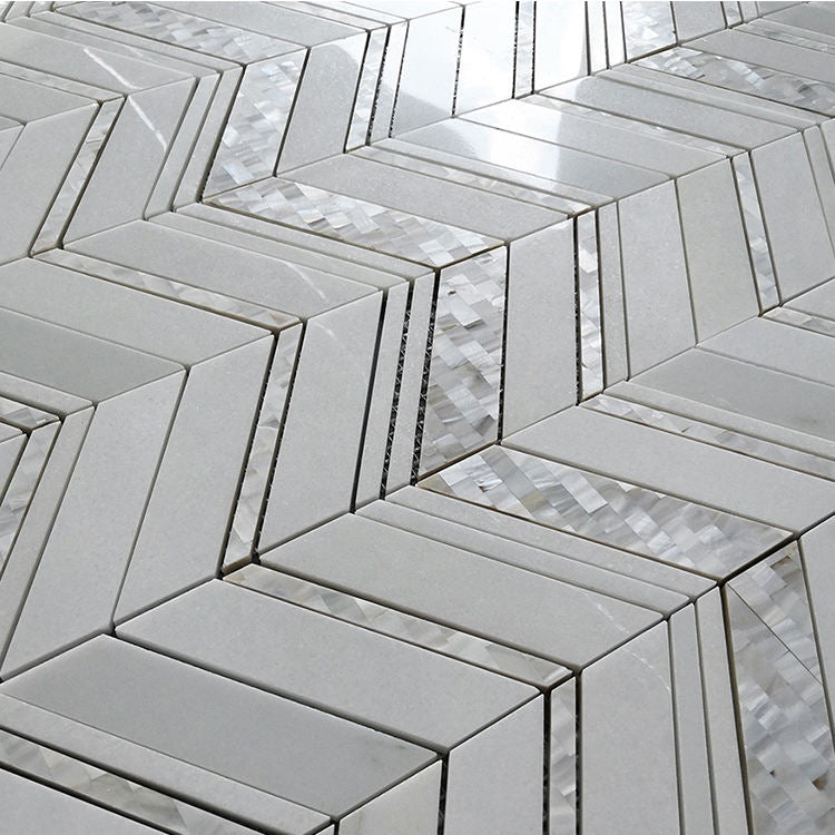 Mosaicos de mármol blanco, mosaico de concha con forma de chevrón para vestíbulo, mosaicos de cerámica para baño