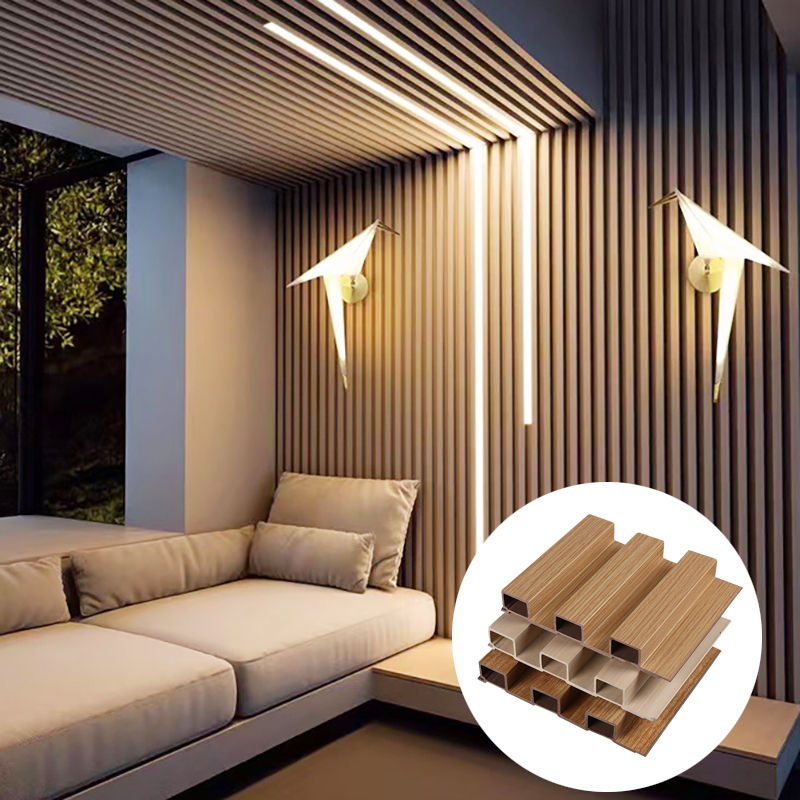 Factory Indoor Decor Wood Plastic Composite PVC Coating Cladding Fluted Wall Board WPC Interior Wall Panel