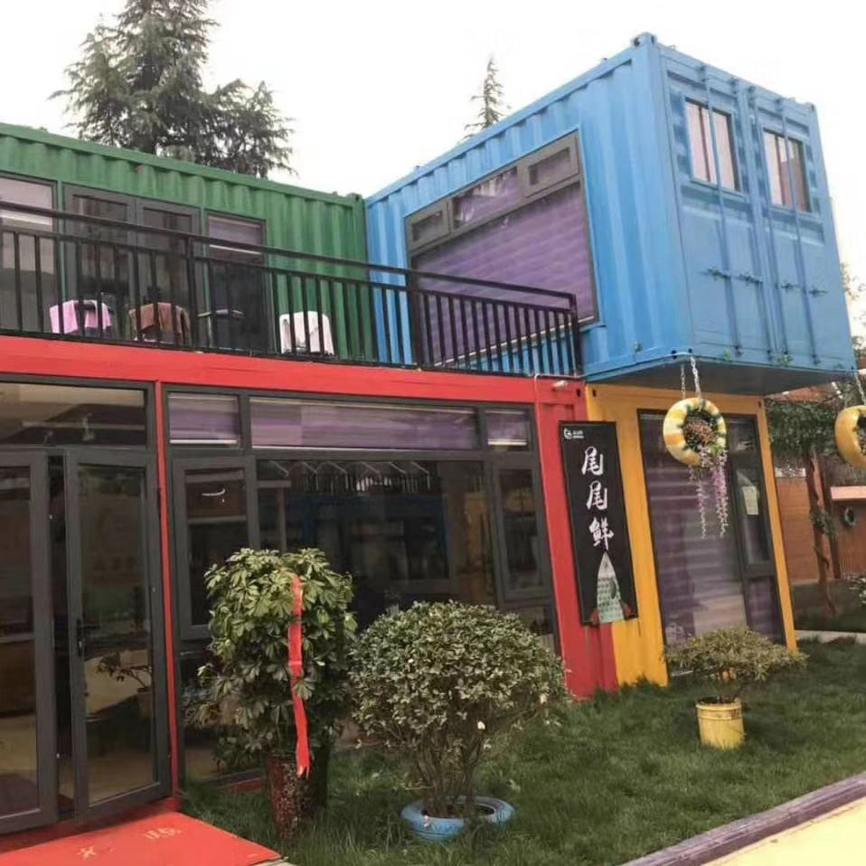 La cafetería prefabricada móvil del envase de los 20ft suministra la casa prefabricada de lujo del restaurante