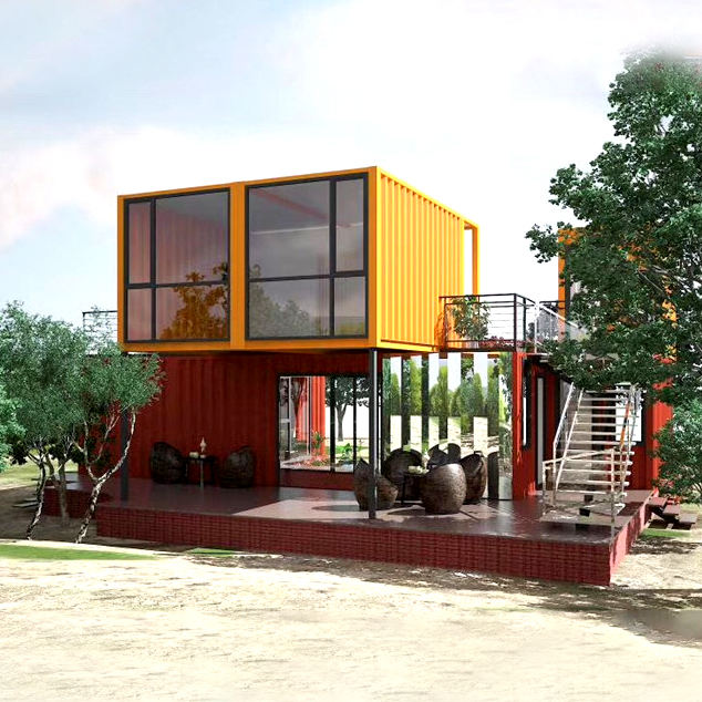 Container house 3 bedrooms villa with customized exterior wall decoration