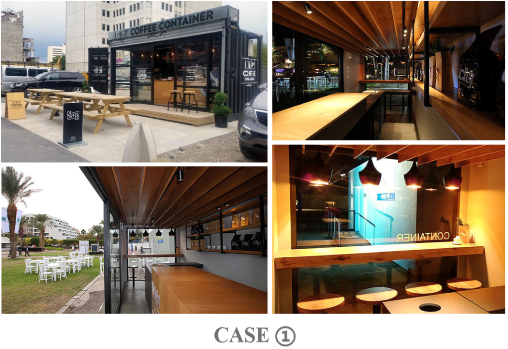 Customized prefab mobile steel structure container shop cafe