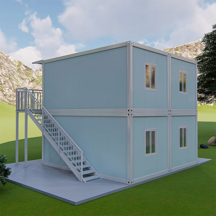 Двухэтажный сборный контейнерный дом с плоским корпусом по индивидуальному заказу
