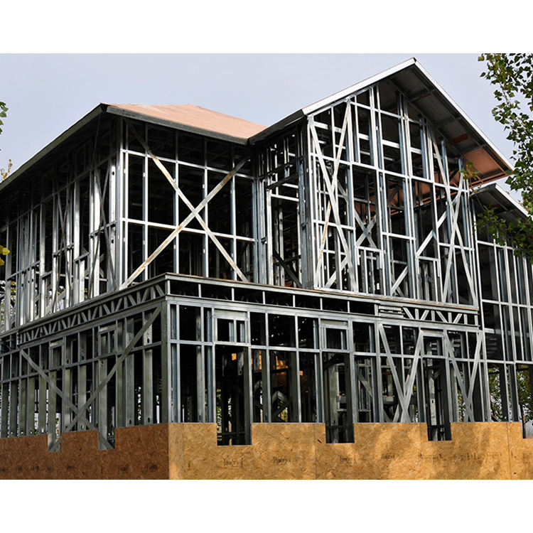 Light steel frame structure prefabricated luxury villa two story prefab house