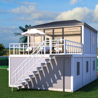 Customized 2 stories luxury fabricated living portable prefabricated container house For Sale