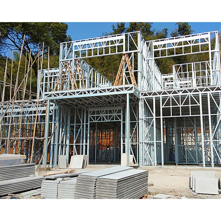 Light steel frame structure prefabricated luxury villa two story prefab house