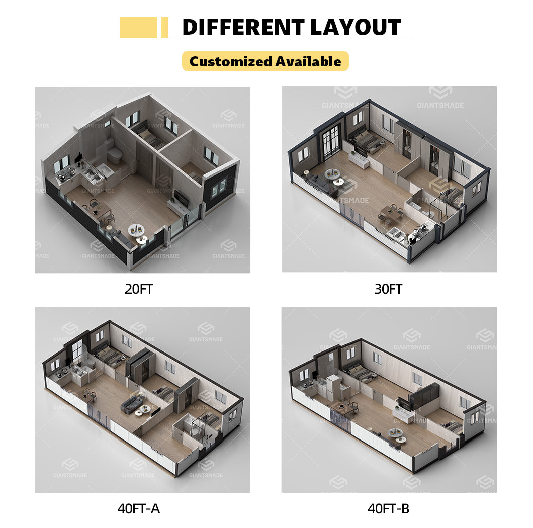 Prefab modular homes house 20ft and 40 ft foldable expandable container ...