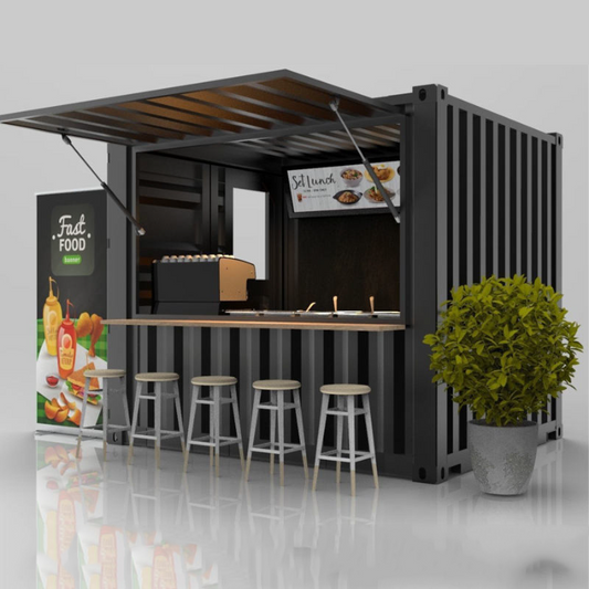 Cafetería móvil prefabricada personalizada con estructura de acero, tienda de contenedores 