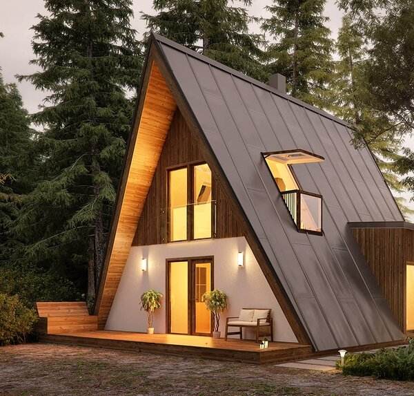 Casa modular prefabricada con aislamiento térmico de villa pequeña casa triangular 