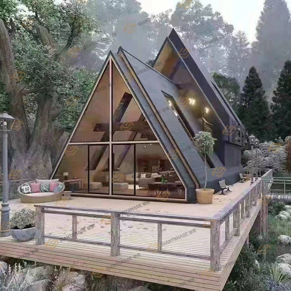 Современные крошечные дома Сборный комплект Роскошный треугольный каркасный дом