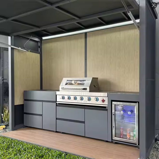 Modern Luxurious Custom Outdoor Kitchen Shed Cabinets with Grill