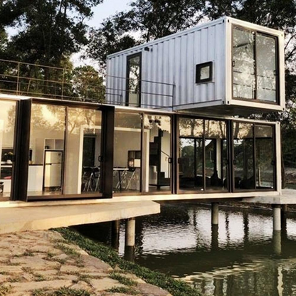 Casa prefabricada, villa de lujo, contenedor modular de dos pisos, paquete plano