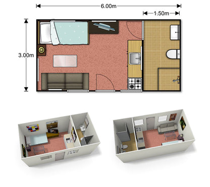 Casa contenedor casa portátil prefabricada pequeña casa portátil personalizada 