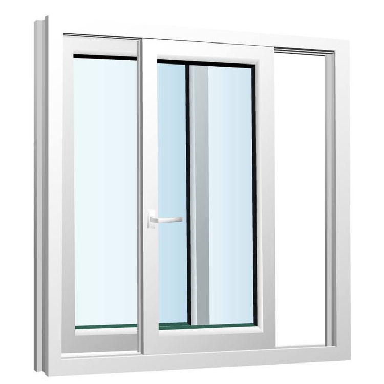 Ventana corrediza de vidrio de PVC, ventanas blancas de uPVC, ventana de plástico para construcción 