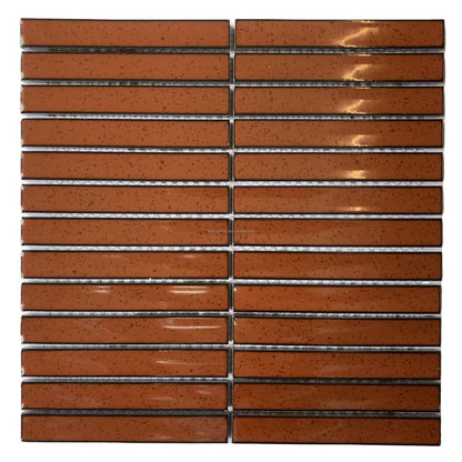 Factory Price 20*145mm Finger Mosaic Speckle Brown color Kitchen Wall tile Stacked Ceramic Mosaic Tile