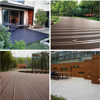 Suelo de bambú pesado tejido hilo sólido carbonizado impermeable natural para terrazas al aire libre 