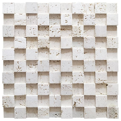 Настенная плитка Декор Натуральный камень Настенная плитка 3D плитка Светло-бежевый травертин Мрамор Кубик Рубика Фон Мозаика 