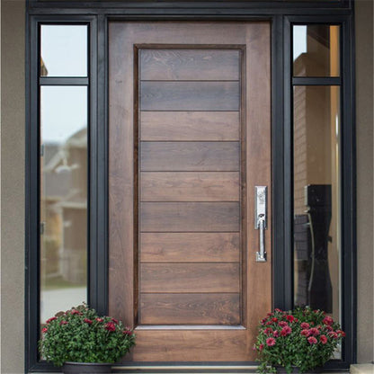 Двойные входные двери с окнами, французский главный современный дизайн деревянной двери 