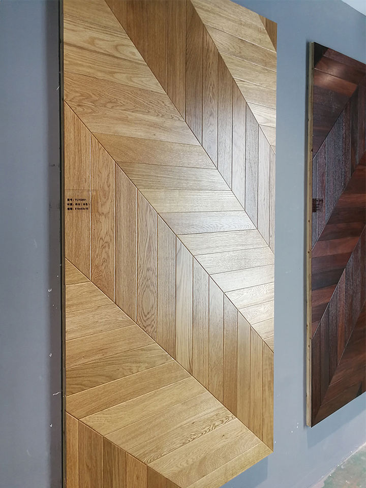 Pisos de madera de roble Chevron de ingeniería Pisos de parquet de diseño de punto húngaro 