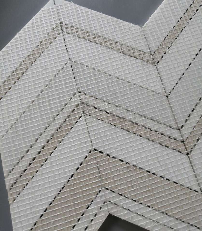 Mosaicos de mármol blanco, mosaico de concha con forma de chevrón para vestíbulo, mosaicos de cerámica para baño 