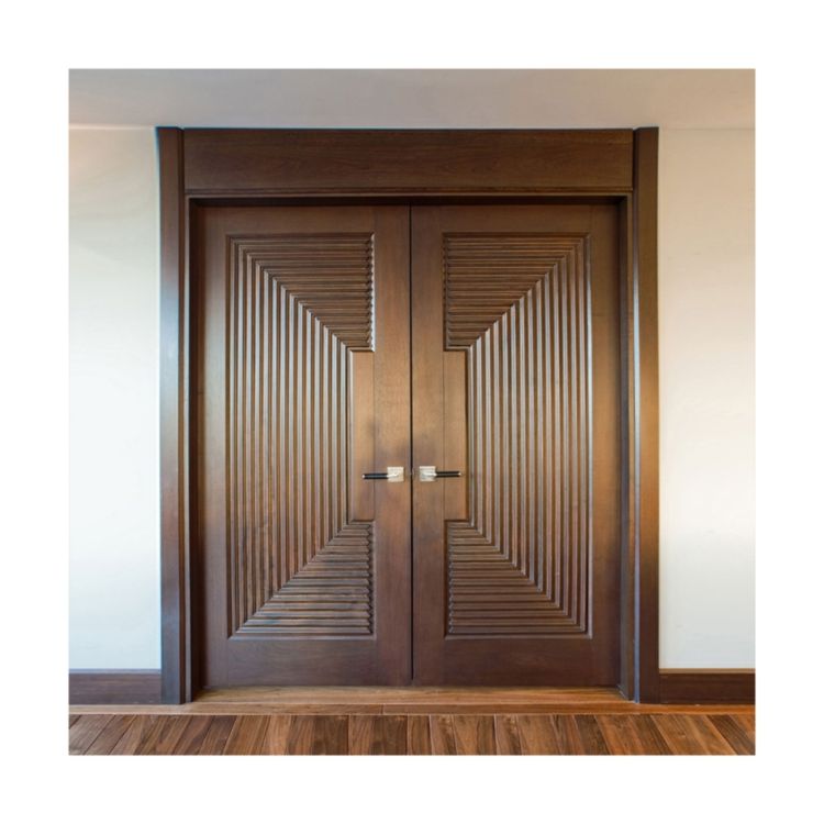 Двойные входные двери с окнами, французский главный современный дизайн деревянной двери 