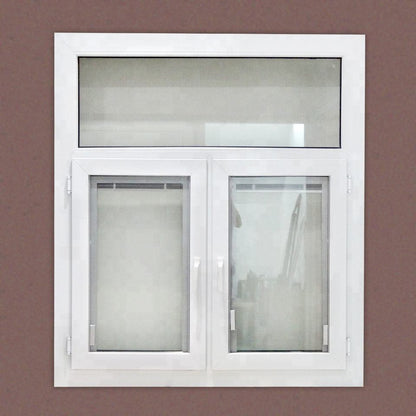 Ventana de PVC con doble acristalamiento, ventana de plástico blanco, ventanas abatibles de upvc 