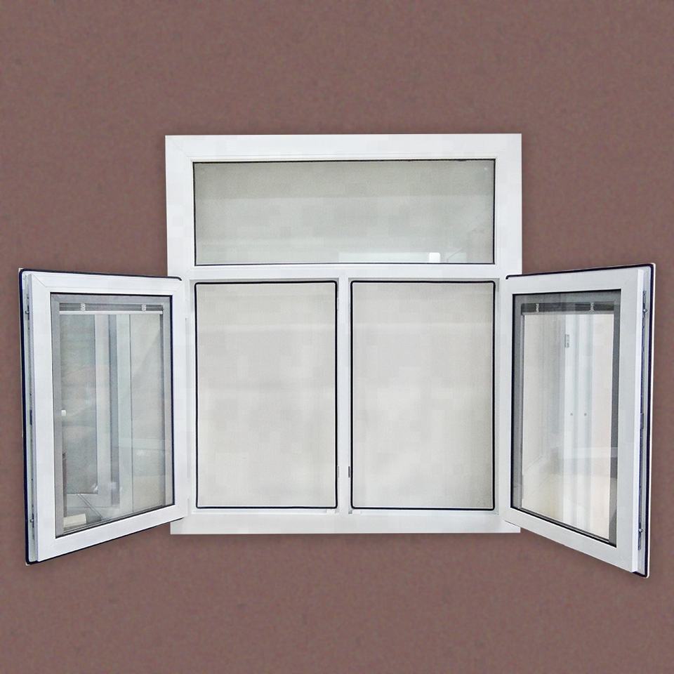 Ventana de PVC con doble acristalamiento, ventana de plástico blanco, ventanas abatibles de upvc 