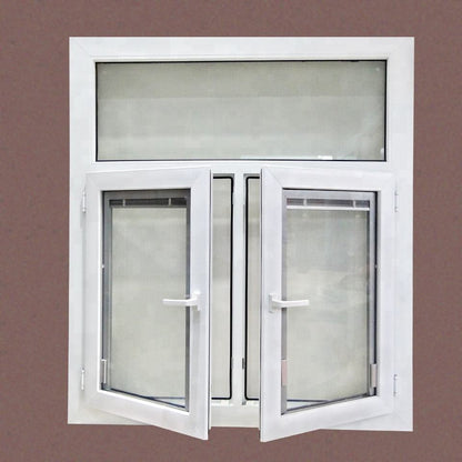 Ventana de PVC con doble acristalamiento, ventana de plástico blanco, ventanas abatibles de upvc 