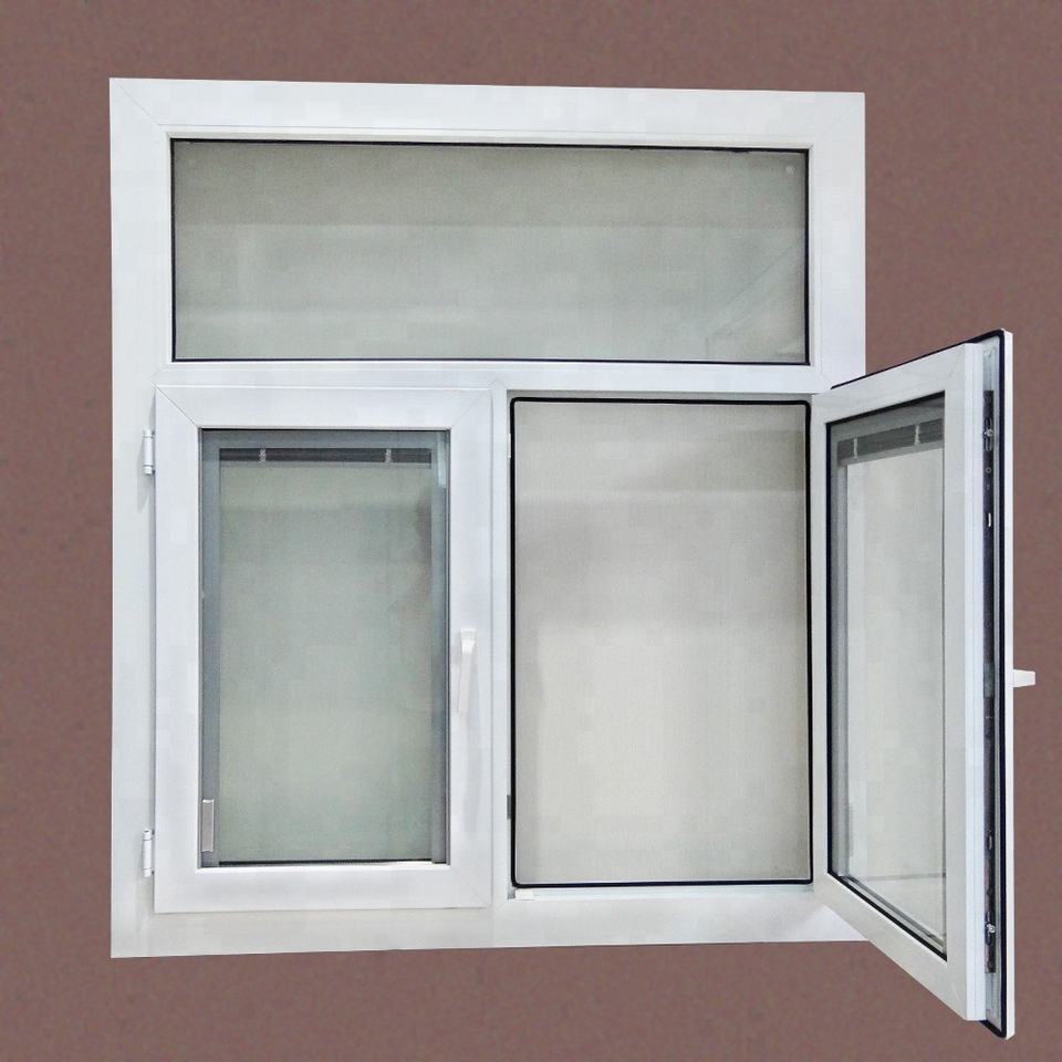 Ventana de PVC con doble acristalamiento, ventana de plástico blanco, ventanas abatibles de upvc 