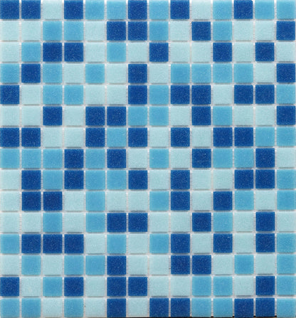 Mosaico de cristal iridiscente brillante, mosaico de azulejos de piscina de cristal azul para pared contra salpicaduras de baño 