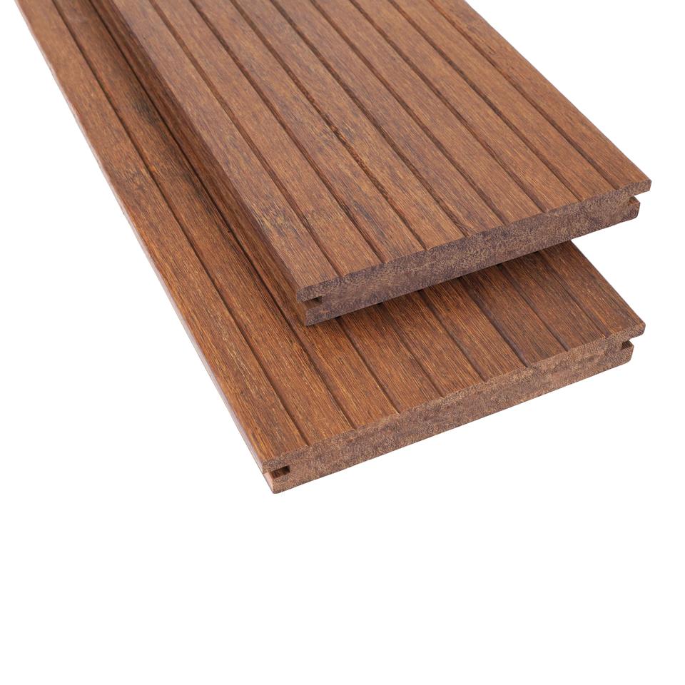 Suelo de bambú pesado tejido hilo sólido carbonizado impermeable natural para terrazas al aire libre 