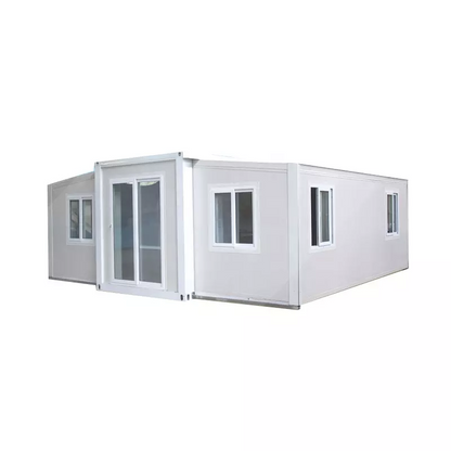 Casa contenedor extensible extensible plegable de doble ala prefabricada de 3 o 4 habitaciones 